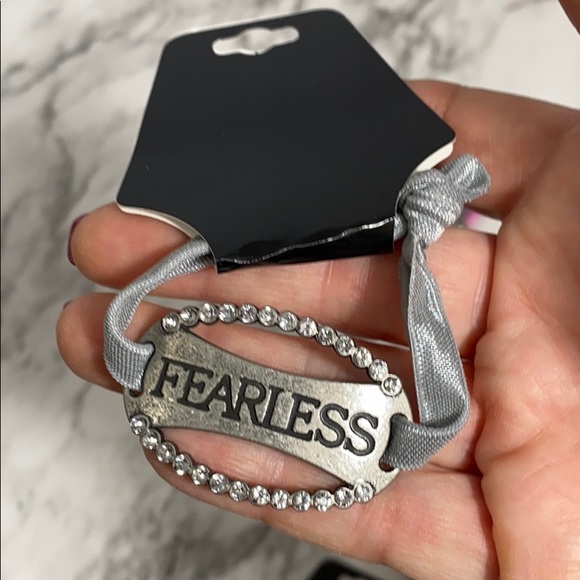 3 for $12 New “Fearless” crystal stretch ribbon bracelet each - Picture 1 of 5